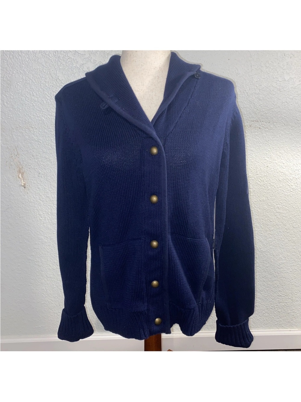 Ralph Lauren Navy Shawl-Collar Button Cardigan